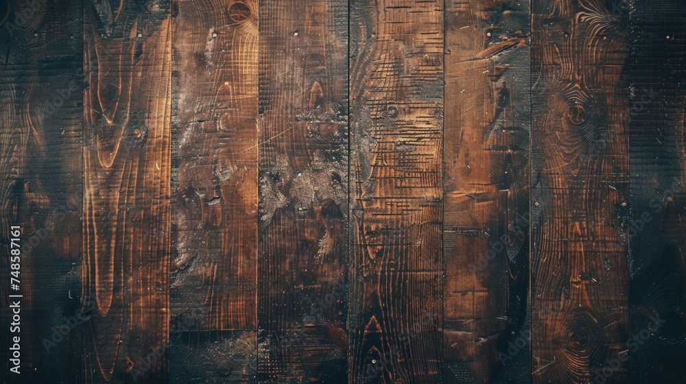 Poster close up of a wooden table with a knife and fork. ideal for restaurant menus