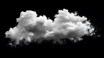 A large, white cloud against a black background. The cloud is soft and fluffy, with a hint of a...