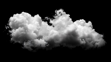 Soft and fluffy white cloud isolated on black background. Perfect for compositing into your images to add a touch of realism.