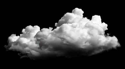 A large, fluffy cloud isolated on a transparent background. The cloud is white and has a soft, cotton-like texture. - obrazy, fototapety, plakaty