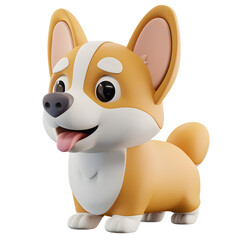 3D rendering cute corgi dog