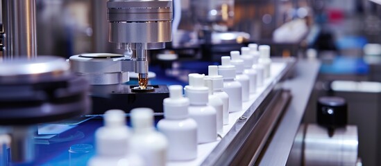 The cosmetic production process uses automatic and sophisticated machines in cosmetic factories.