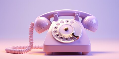 A vintage telephone on a pink background. Generative AI.