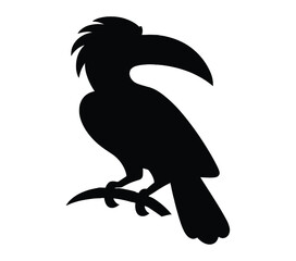 African Gray Hornbill silhouette icon. Vector image. © harkani