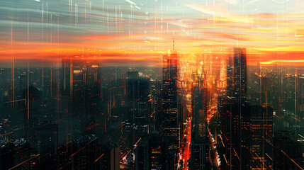 Hypnotic cityscapes at sunset technology