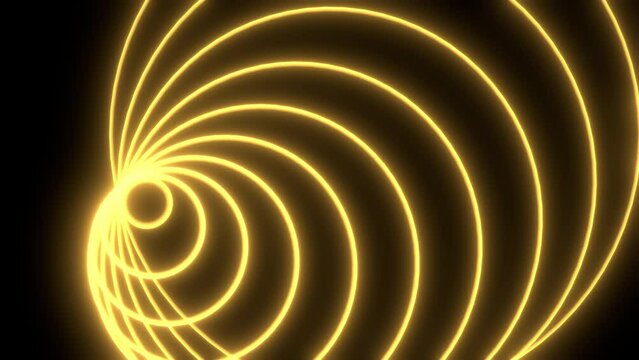 geometric lines gold circle rotating in 4k graphic background