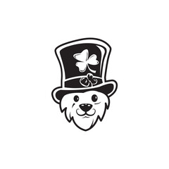 lion face in hat design abstract symbol saint patrick vector illustration