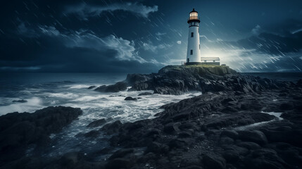 lighthouse on the coast of the sea