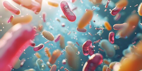 Macro shot probiotic bacteria - obrazy, fototapety, plakaty