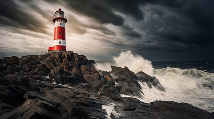 Fototapeta na wymiar Exploring the Majestic Lighthouses Along the Stormy Shoreline