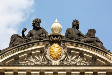 Obraz premium Decorative facade of Dresden Academy of Fine Arts situated on the river Elbe, Dresden, Germany