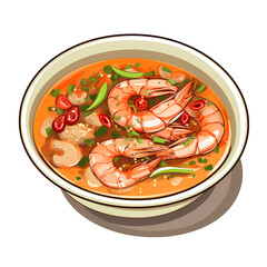 This bowl of shrimp tom yum is so delicious.