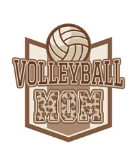 Volleyball-mutter-emblem, Leidenschaftlicher Spiel-cheer - obrazy, fototapety, plakaty