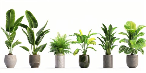 Home plants on white background