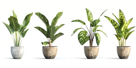 Fototapeta na wymiar Home plants on white background