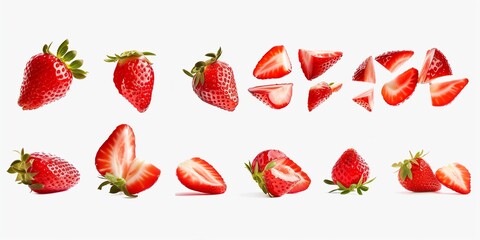 Red strawberry fruit fresh on white background tasty
