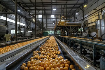 Agro-Industrial Processing Plant: Here, agricultural products are processed and packaged, bridging the gap between farm produce and consumer goods. - obrazy, fototapety, plakaty