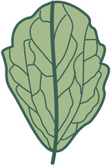 Doodle green leafs bones monochrome