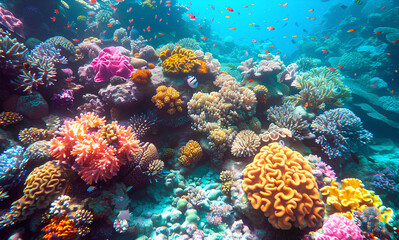 Naklejka na ściany i meble Amazing coral reef and fish 