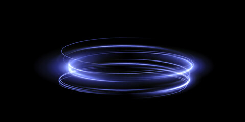 Luminous blue lines png of speed. Light glowing effect png. Abstract motion lines. Light trail wave, fire path trace line, car lights, optic fiber and incandescence curve twirl	