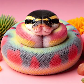 Adorable cute snake with lots of colors - version 6