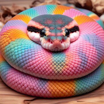 Adorable cute snake with lots of colors - version 5