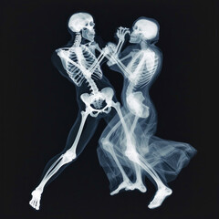 Ethereal Skeletons Engage in Midnight Dance - 748596552