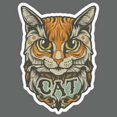 cat vintage style stickers  t-shirt design