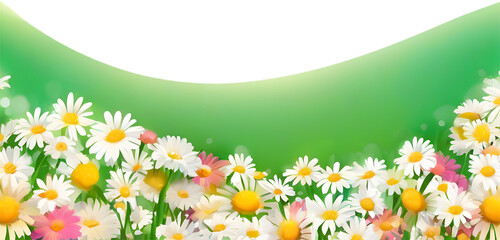 Obraz premium Wildflower field, Clipart of colorful spring wildflowers field.