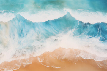 abstract aerial view of waves rolling on the shoreline