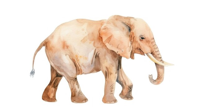 a watercolor painting of an elephant with tusks and tusks on it's back legs.