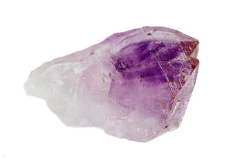 Amethyst mineral stone macro on white background