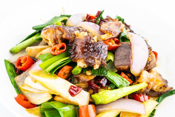 A plate of Hunan Cuisine Farm Braised Chicken