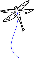 dragonfly kite, outline doodle sky 