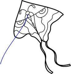 butterfly kite, outline doodle sky 