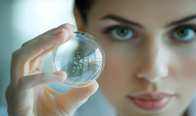 Scientist holding petri dish close up