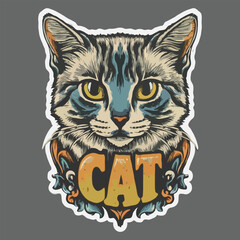 cat vintage style stickers  t-shirt design