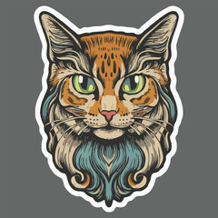 cat vintage style stickers  t-shirt design