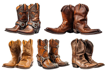 Set of cowboy leather boots cut out