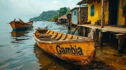 Obraz premium Colorful wooden boats on Gambia.