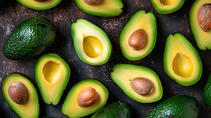 Fresh and appetizing avocado halves, food promotions