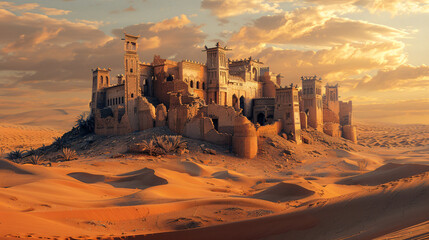 Abandoned village in the desert of Sahara