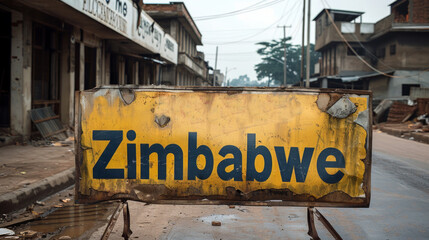 Street Sign the Direction Way to ZIMBABWE.