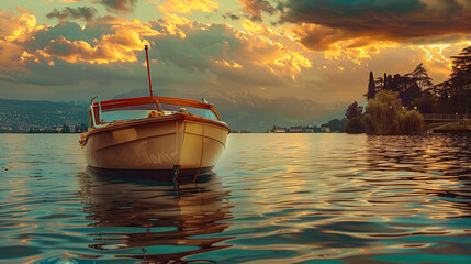 Boat on Lake Geneva, Switzerland.