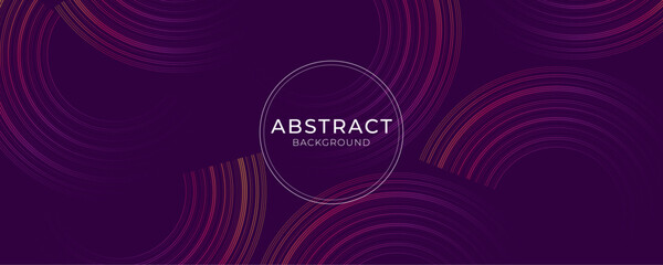 Abstract glowing circle lines on dark purple background. Geometric stripe line art design. Modern shiny gradient lines. Futuristic technology concept.