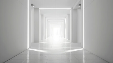 Bright white hallway with a light behind it.