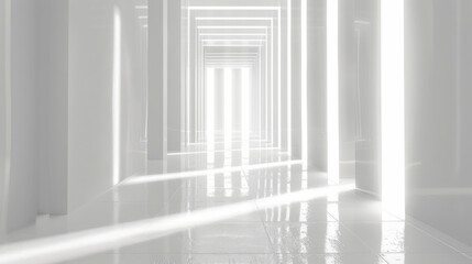 Bright white hallway with a light behind it.
