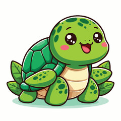 Fototapeta premium Cute turtle vector on white background.