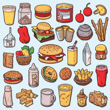 Different foods clipart on isolated background - ai generative