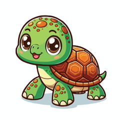 Obraz premium Cute turtle vector on white background.